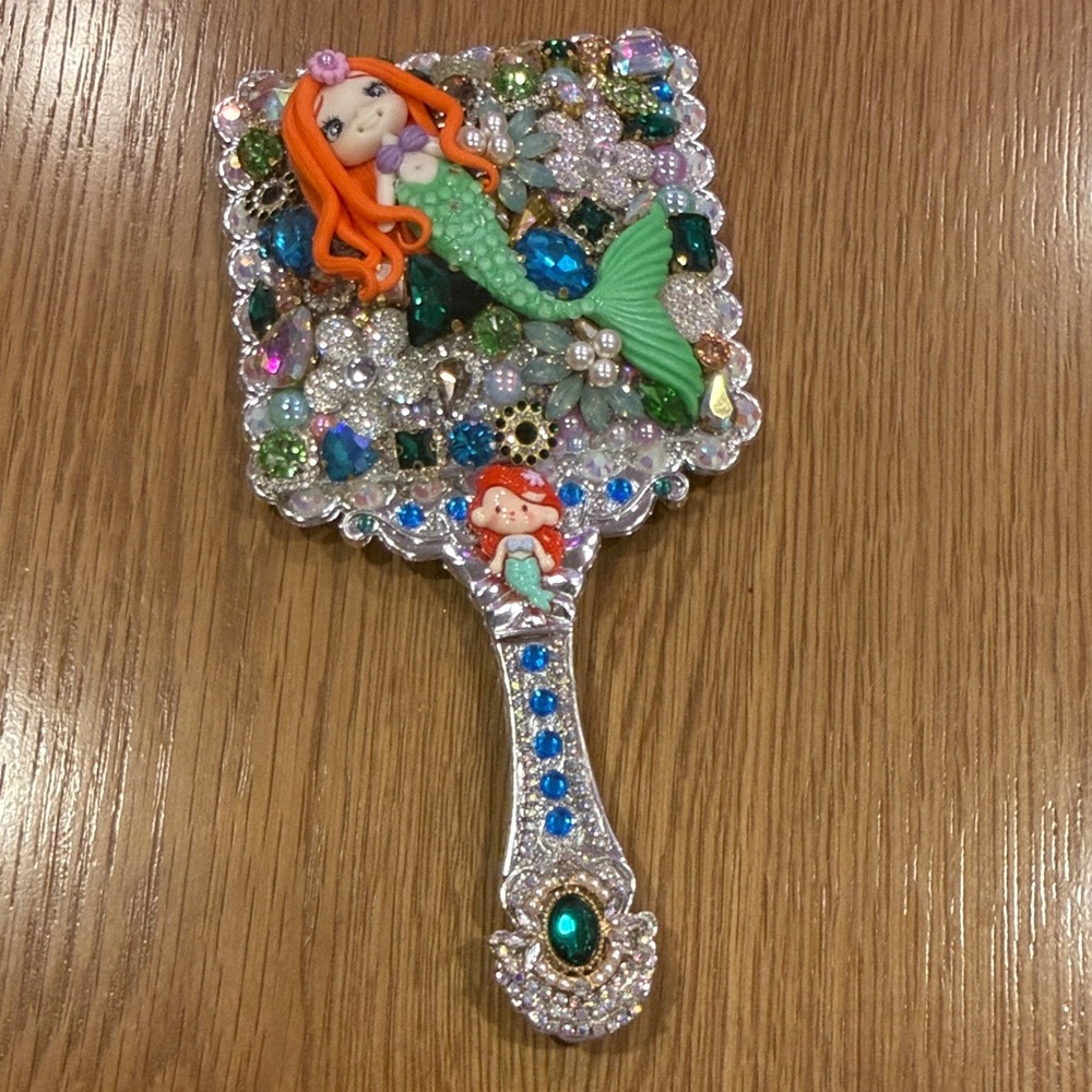 Hand Crafted Mermaid Decorative Hand Mirror - Multicolor
